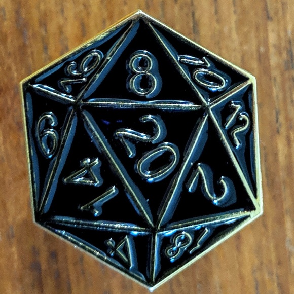 Accessories - Twenty 20 Sided Dice Metal Enamel Pin Badge Gamer Accessories - Twenty 20 Sided Dice Metal Enamel Pin Badge Gamer
